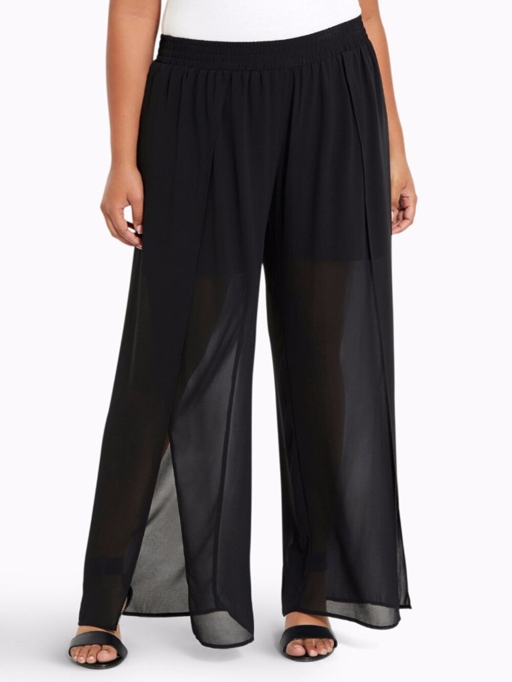 NWT Black, Wide Leg, Sheer, Layered Pants Wet Seal Plus Size 2x